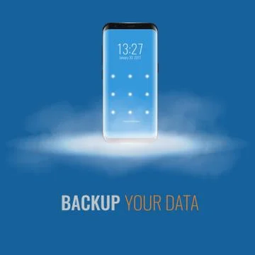 Cloud storage for cell phone. 3d realistic vector illustration. Stock Illustration