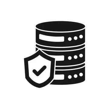 Cloud storage with check mark icon in flat style. Server database vector il.. Stock Illustration