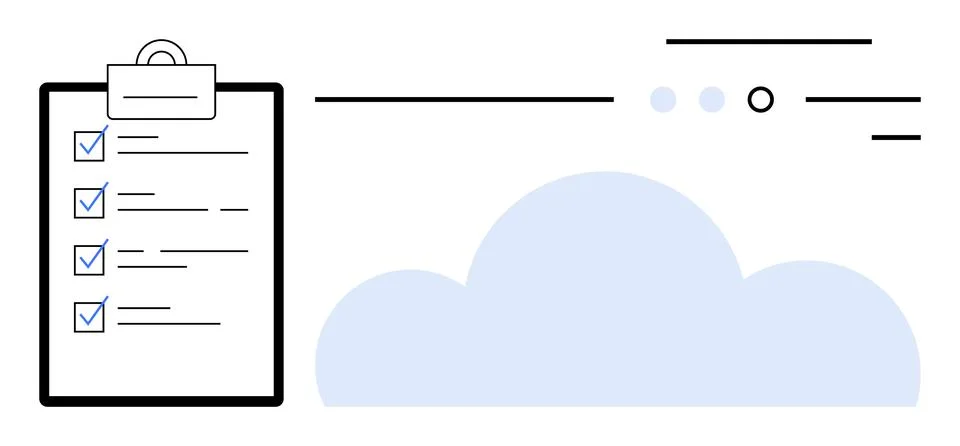 Cloud Storage Checklist for Efficient Digital Organization and Task Managemen イラスト素材