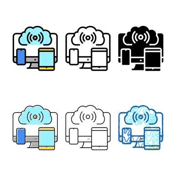 Cloud storage clean color icon vector Stock Illustration
