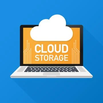 Cloud storage. Cloud backup concept. Low poly design illustration. Technology 库存插图