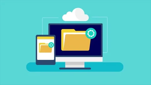 Cloud Storage, Cloud computing, data transfer on cloud server - 4k video Stock Footage 206961115