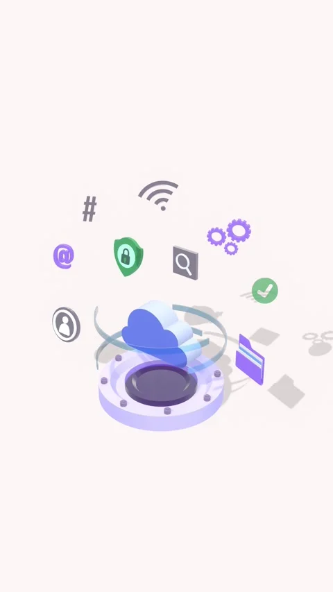 Cloud Storage, Cloud Connection Technology Concept Animation In Vertical Video. 動画素材 287106451