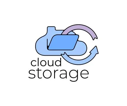 Cloud storage, cloud, data transfer, technology and network, logo design Stock Illustration