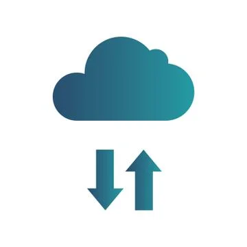 Cloud storage. Cloud icon with data transfer. Isolated gradient blue icon on Stock Illustration