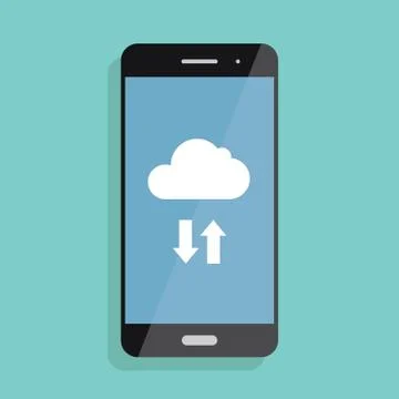 Cloud storage. Cloud icon on smartphone screen Stock Illustration