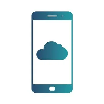 Cloud storage. Cloud icon on smartphone screen. Isolated gradient blue icon on Stock Illustration