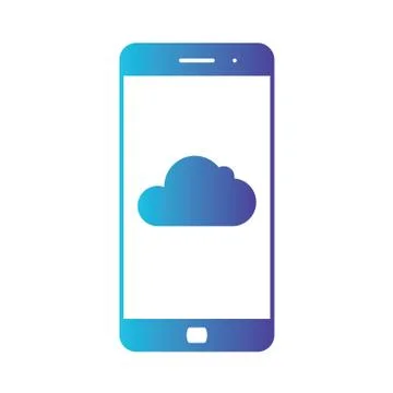 Cloud storage. Cloud icon on smartphone screen. Isolated gradient blue icon on Stock Illustration
