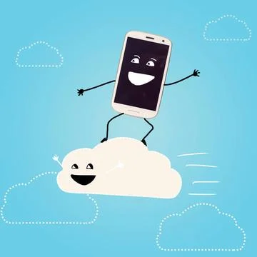 Cloud storage. cloud storage. smartphone is surfing on cloud in sky Copyri... Foto stock