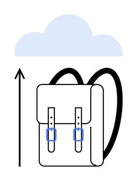 Cloud Storage Concept with Backpack Integrating Tradition and Technology in.. Stock Illustration