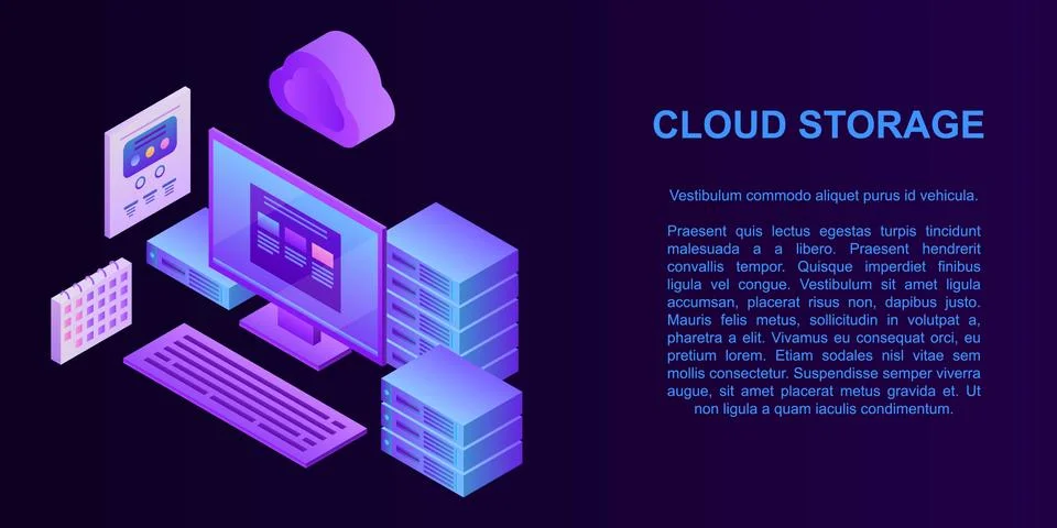 Cloud storage concept banner, isometric style イラスト素材
