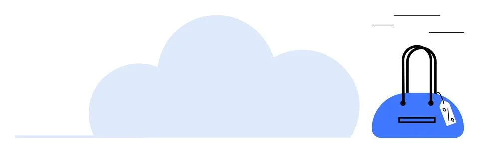 Cloud Storage Concept with Blue Bag Symbolizing Data Storage and Retrieval Stock Illustration