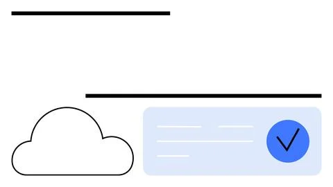 Cloud storage concept with check mark indicating successful data upload or イラスト素材