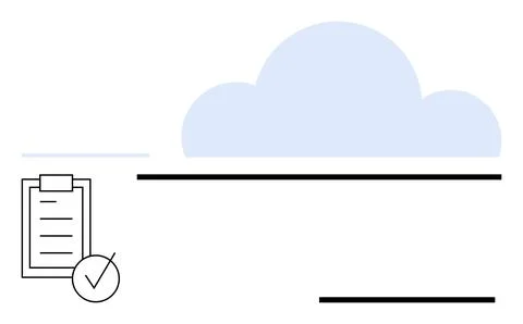 Cloud Storage Concept with Checklist and Minimal Design Elements イラスト素材