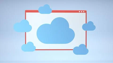 Cloud storage concept, computer browser window. 3D rendering Illustrazione stock