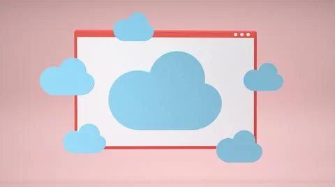 Cloud storage concept, computer browser window. 3D rendering イラスト素材