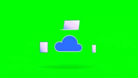 Cloud Storage Concept With Computer, Phone and Tablet on Green Background Vidéo 314935169