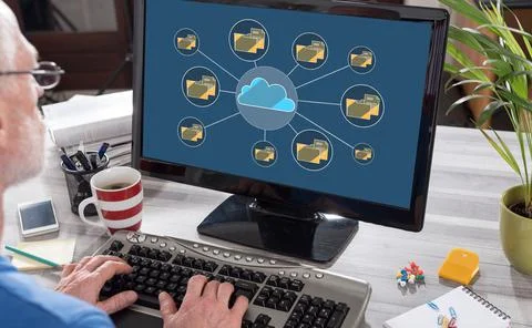 Cloud storage concept on a computer Foto stock
