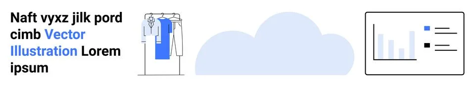 Cloud Storage Concept with Data Analytics and Modern E-Commerce Solutions Illustrazione stock