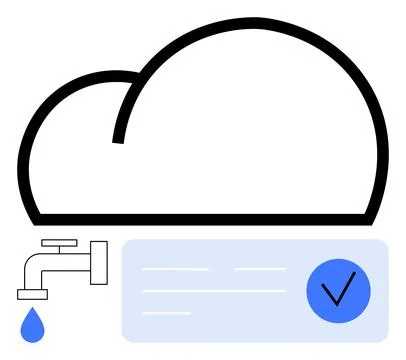 Cloud Storage Concept with Data Flow as a Water Droplet from Tap Illustrati.. 스톡 일러스트
