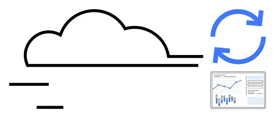 Cloud storage concept with data synchronization and analytics dashboard Stock Illustration