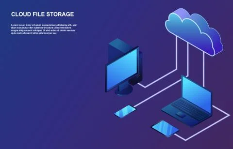 Cloud Storage concept with different gadgets Stock Illustration