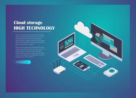 Cloud storage concept isometric design イラスト素材