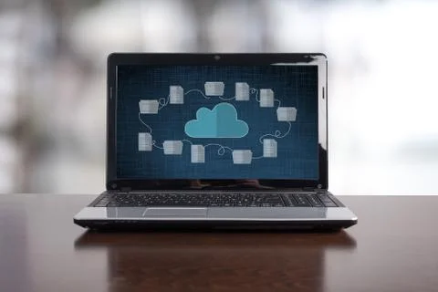 Cloud storage concept on a laptop Foto stock