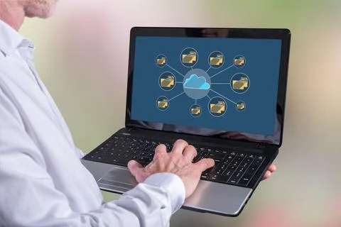 Cloud storage concept on a laptop Foto stock