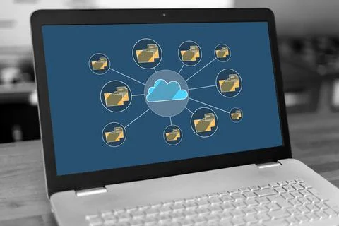 Cloud storage concept on a laptop 写真素材