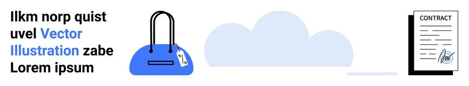 Cloud Storage Concept with Secure Access Bag and Digital Contract Agreement Ilustração Stock