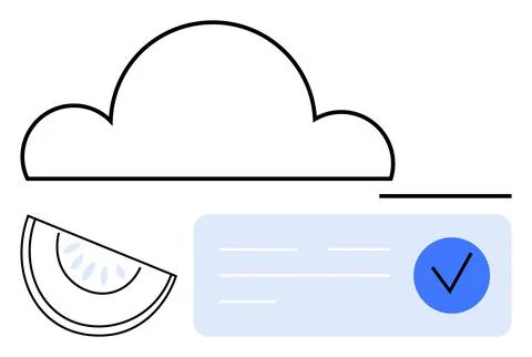 Cloud storage concept with a slice of watermelon, check mark, and document .. イラスト素材