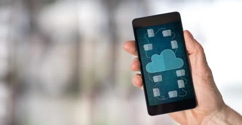 Cloud storage concept on a smartphone Foto stock