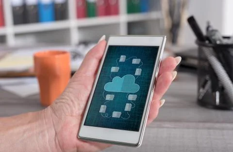 Cloud storage concept on a smartphone 스톡 사진
