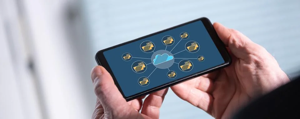 Cloud storage concept on a smartphone Stockfoto's