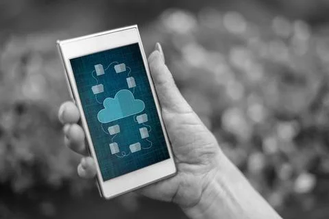 Cloud storage concept on a smartphone 스톡 사진