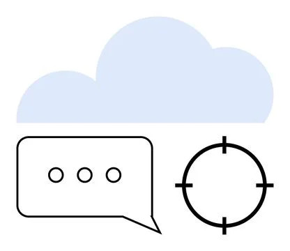 Cloud storage concept with speech bubble and targeting reticle icon 스톡 일러스트
