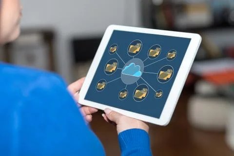 Cloud storage concept on a tablet Foto stock