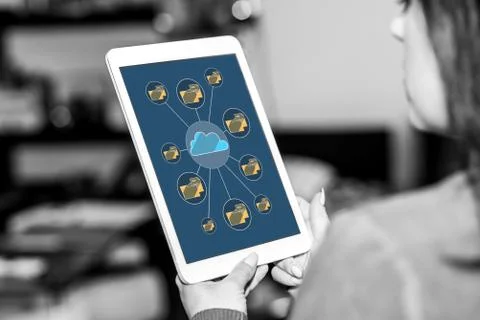Cloud storage concept on a tablet Foto stock