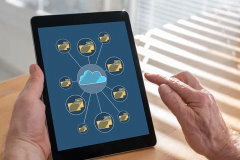 Cloud storage concept on a tablet 스톡 사진