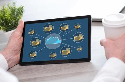 Cloud storage concept on a tablet Foto stock
