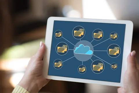 Cloud storage concept on a tablet Stock Photos