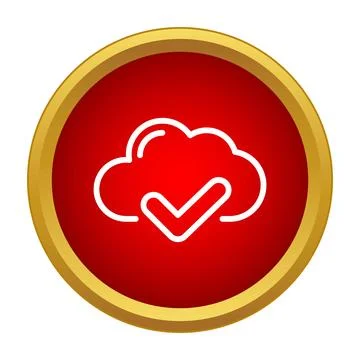 Cloud storage confirmation symbol with golden border button Stock Illustration