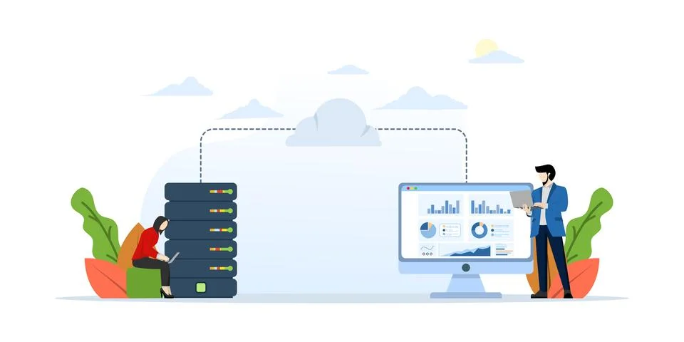 Cloud storage connection technology concept with our online service host Stock Illustration