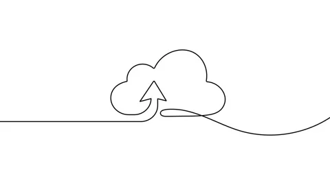 Cloud storage  continuous one line  drawing animation video Stock Footage 308738273