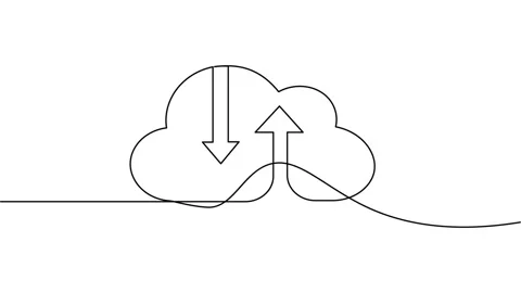 Cloud storage  continuous one line  drawing animation video Stock Footage 308738434