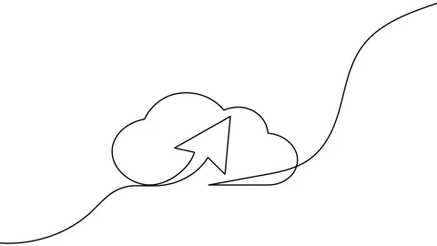 Cloud storage  continuous one line  drawing animation  4k video Stock Footage 308738435