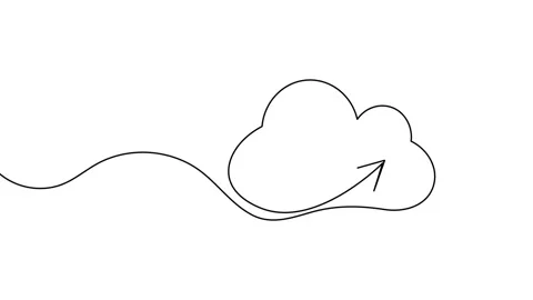 Cloud storage  continuous one line  drawing animation video Stock Footage 308738436