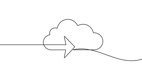 Cloud storage  continuous one line  drawing animation video Stock Footage 308738437