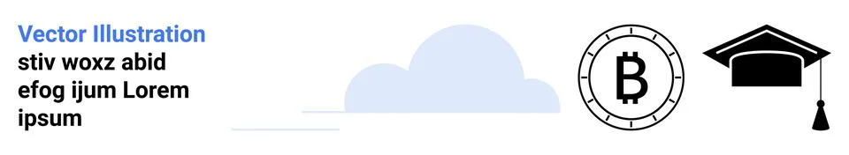 Cloud Storage, Cryptocurrency and Education Icons Representing Digital Lear.. Stock Illustration
